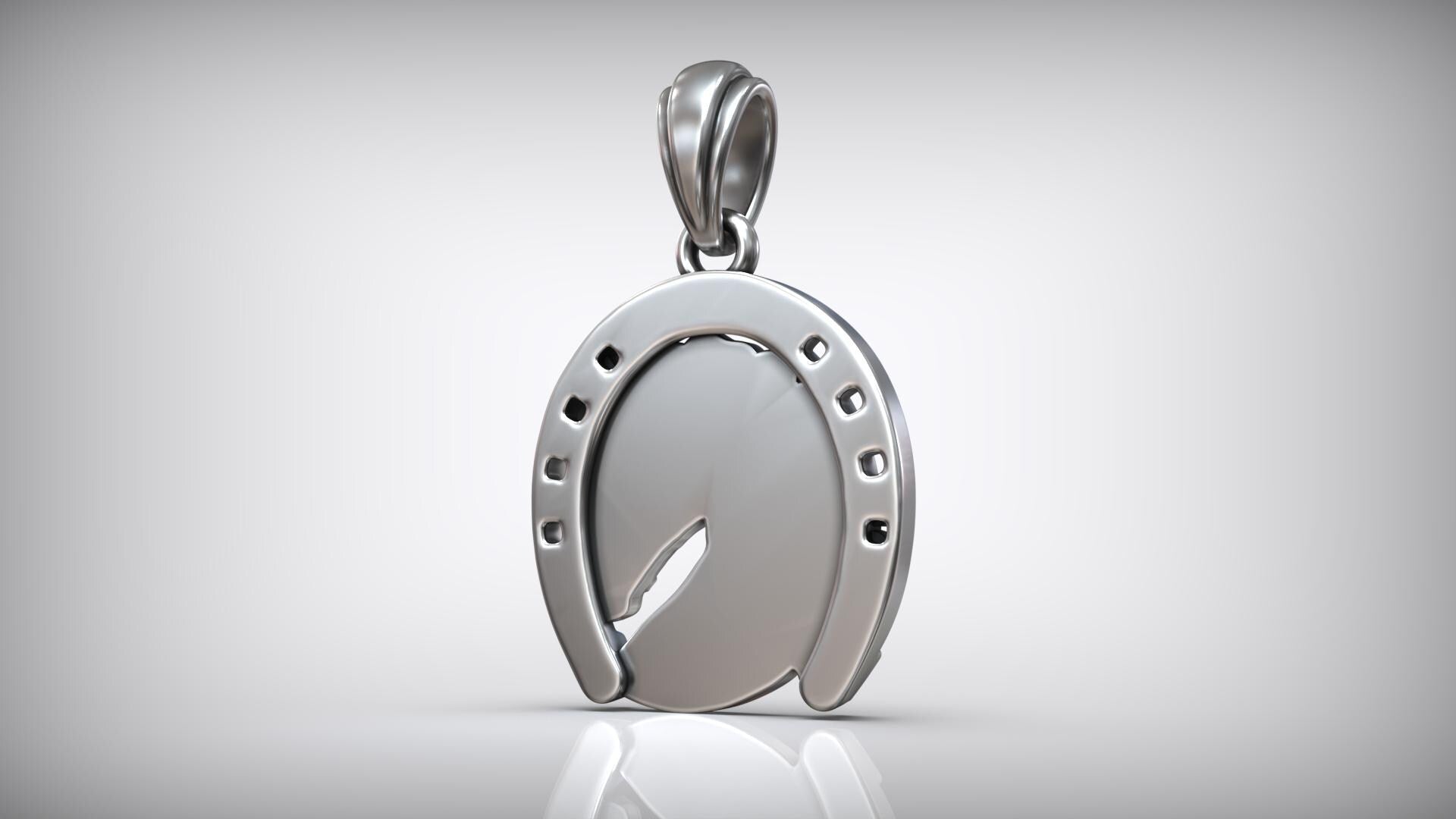 Silver Horse Engraved Pendant, Horse Head Pendant, Animal Head Pendat, Sterling Silver  Plated Lucky Horse, Unique Gift for Horse Lovers