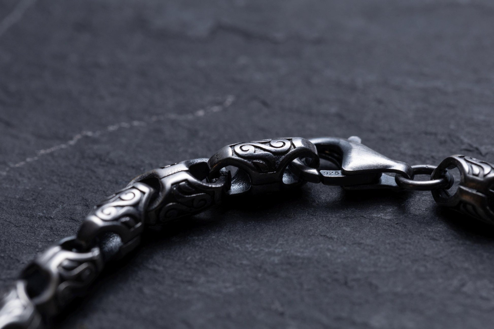 Sterling Silver Chain Link Bracelet, Wind Patterned Bracelet, Silver Plated Minimal Handmade Bracelet, Mens Bracelet, Gift for Him