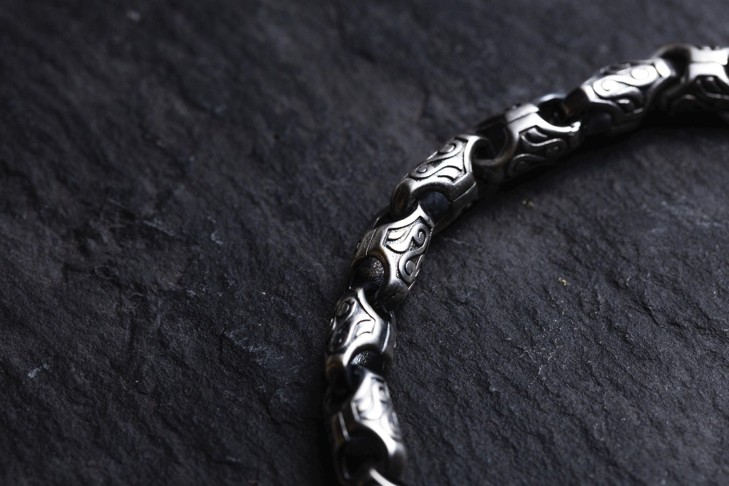 Sterling Silver Chain Link Bracelet, Wind Patterned Bracelet, Silver Plated Minimal Handmade Bracelet, Mens Bracelet, Gift for Him
