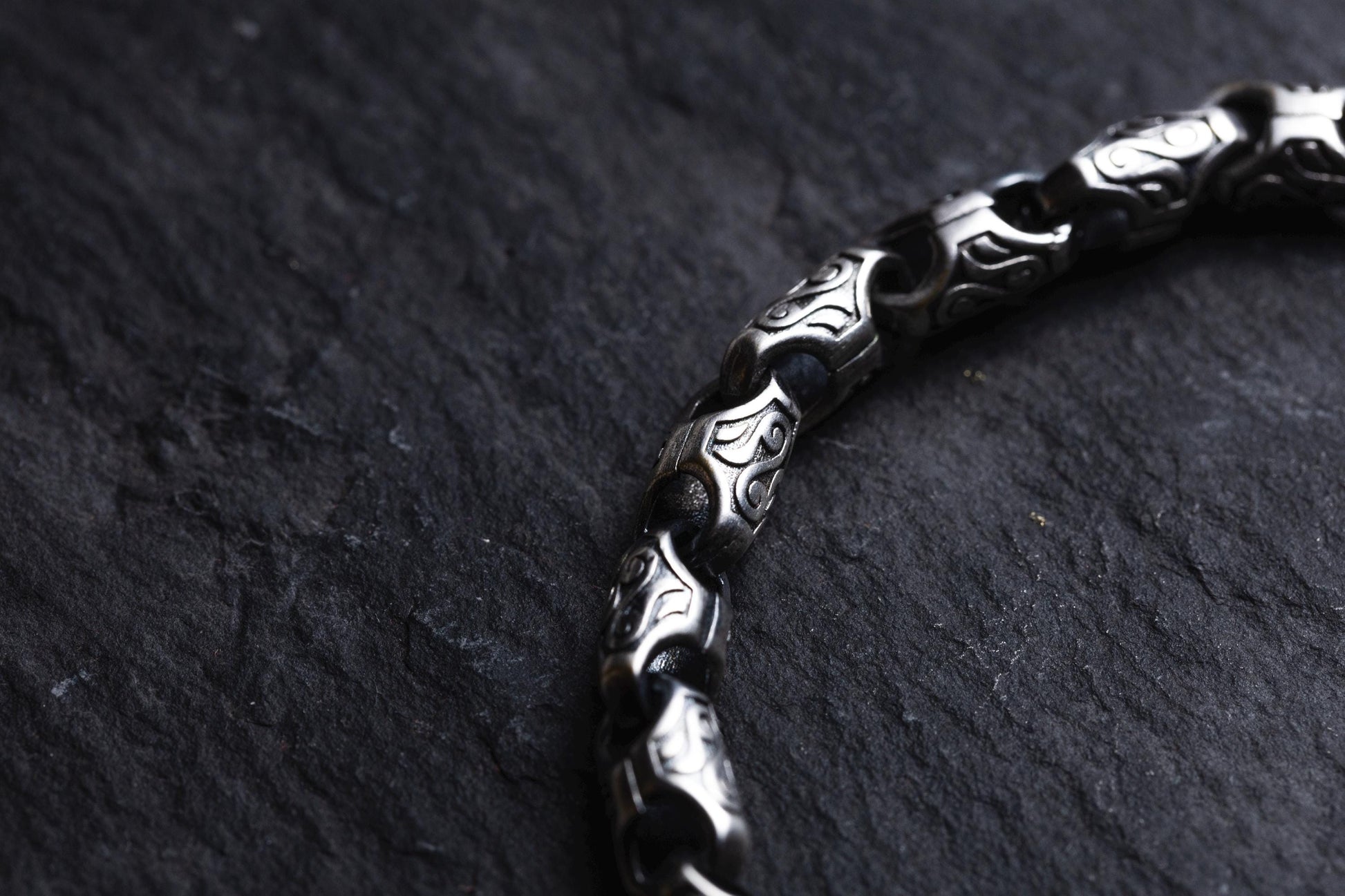 Sterling Silver Chain Link Bracelet, Wind Patterned Bracelet, Silver Plated Minimal Handmade Bracelet, Mens Bracelet, Gift for Him