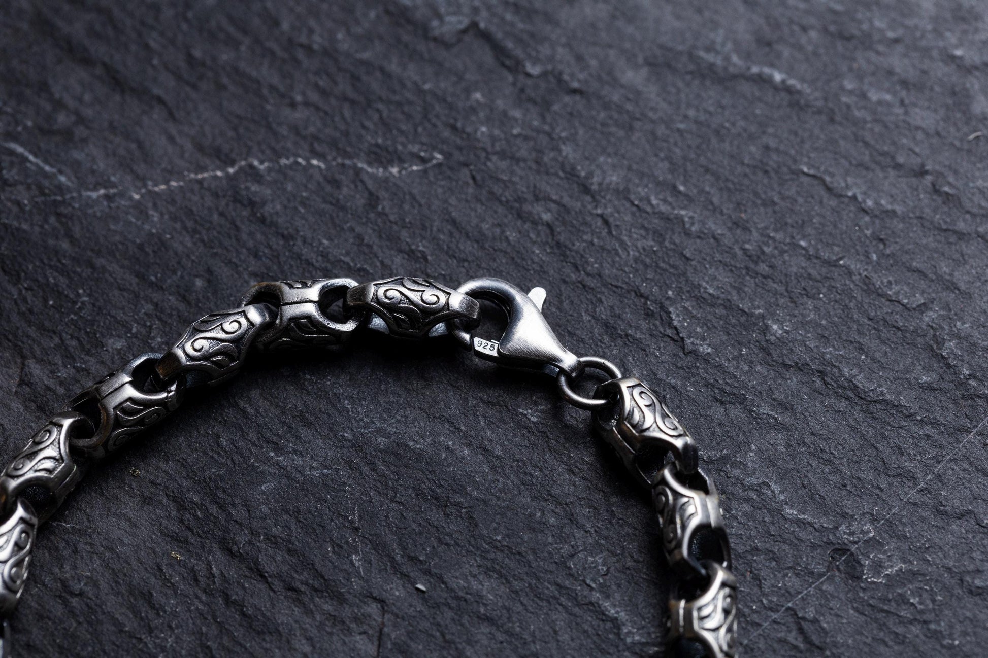 Sterling Silver Chain Link Bracelet, Wind Patterned Bracelet, Silver Plated Minimal Handmade Bracelet, Mens Bracelet, Gift for Him