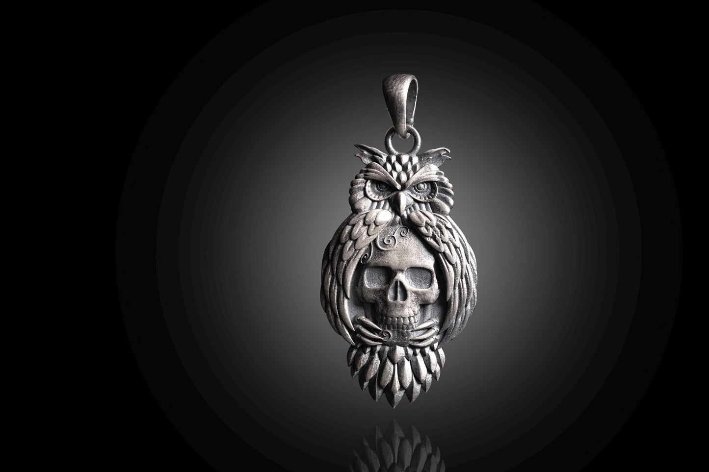 Owl On Skull Pendant