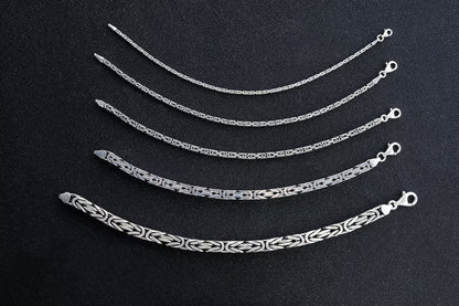 925 Sterling Silver King Chain Bracelet, Real Silver Byzantine Bracelet, Handmade Square Chain, Minimalist Jewelry for Men, Gift for Dad