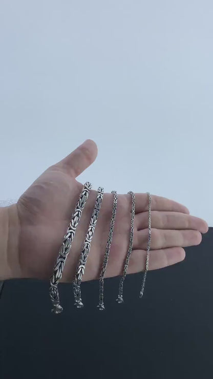 925 Sterling Silver King Chain Bracelet, Real Silver Byzantine Bracelet, Handmade Square Chain, Minimalist Jewelry for Men, Gift for Dad